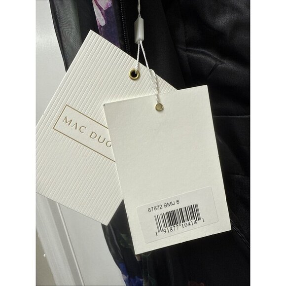 Mac Duggal Size 6 Black Floral 67872 Chiffon Long Sleeve Evening Gown Dress $598 - Picture 12 of 13